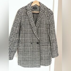 NWT Talbots Womens Black White Striped Houndstooth Jacket